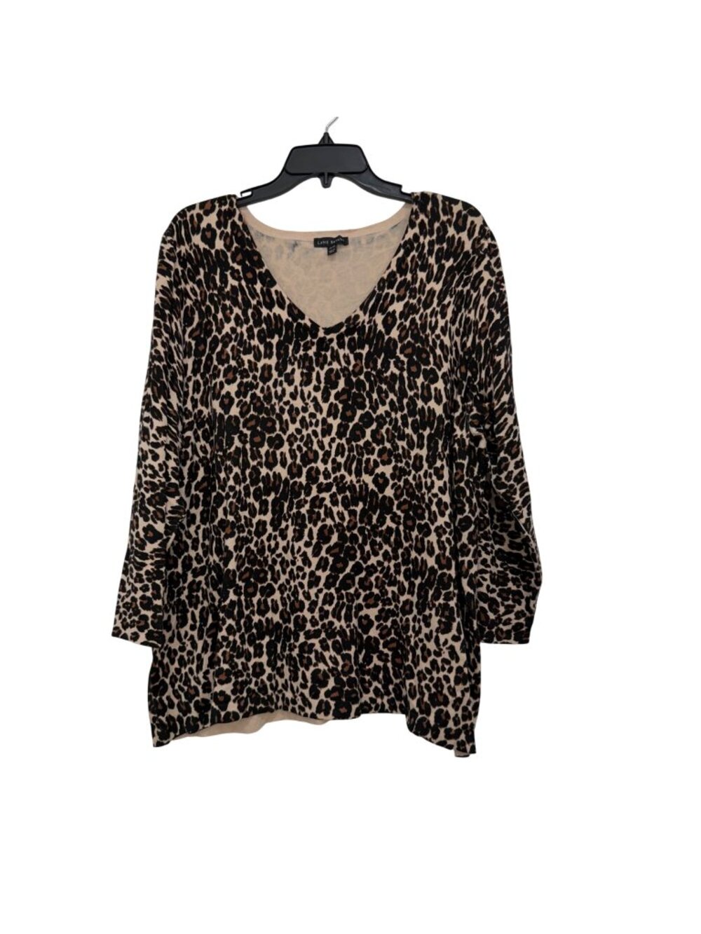 Lane Bryant Womens Plus Size Leopard Print V-Neck Long Sleeve Sweater Top 18/20